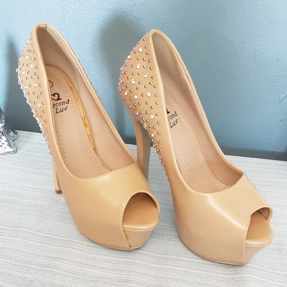 Second Luv Women's Shoes High Heel Platform Stiletto Color Apricot Size 7 (US)